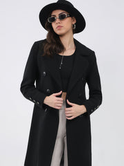 Ladies Solid Collar Full Sleeve Coat