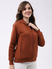 Ladies Solid Hooded Full Sleeve Sweatshirt