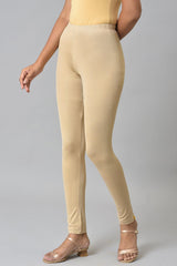 Almond Gold Solid Ankle Length Leggings