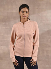 Peach Long-Sleeve Jacket With Decorative Cuts