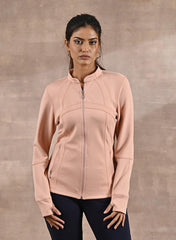 Peach Long-Sleeve Jacket With Decorative Cuts