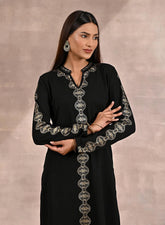 Black Solid Woolen Kurti With Foil Print