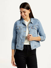 Women'S Solid Light Blue Trucker Jacket