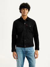 Men'S Solid Black Spread Collar Jacket