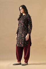 Winter Black Ethnic Motifs Woven Co-Ord Set