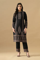 Winter Blue Printed Inner Shrug Set