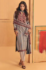 Winter Off White Self Design Woven Kurta Set