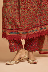 Sabhyata Ladies Western Kurti 3Pcs Set 251Lxd308 Rust