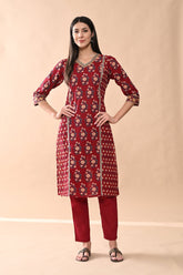 Sabhyata Ladies Western Kurti 2Pcs Set 251Sep2514 Mehroon