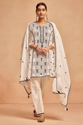 Sabhyata Ladies Western Kurti 3Pcs Set 251Vls7046 White