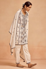 Sabhyata Ladies Western Kurti 3Pcs Set 251Vls7046 White