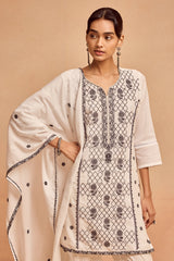Sabhyata Ladies Western Kurti 3Pcs Set 251Vls7046 White