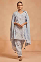 Sabhyata Ladies Western Kurti 3Pcs Set 251Vls7078 Blue