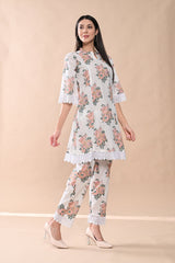 Sabhyata Ladies Western Kurti 2Pcs Set 252Aex20 White