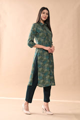 Sabhyata Ladies Western Kurti 2Pcs Set 252Eof2503 Green