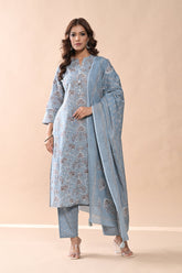 Sabhyata Ladies Western Kurti 3Pcs Set 252Sep2520 Blue