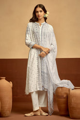 Sabhyata Ladies Western Kurti 3Pcs Set 253Ad592 White