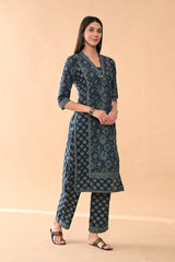 Sabhyata Ladies Western Kurti 3Pcs Set 253Lxd312 Blue