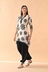 Cream Sabhyata ladies western kurti 2pcs set featuring elegant design and comfortable fit.