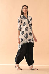 Cream Sabhyata ladies western kurti 2pcs set featuring a stylish design and comfortable fabric.