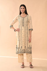Sabhyata Ladies Western Kurti 3Pcs Set 253Nkc889 Beige