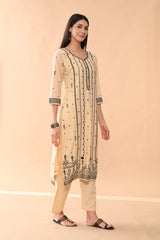 Sabhyata Ladies Western Kurti 3Pcs Set 253Nkc889 Beige