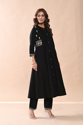 Sabhyata Ladies Western Kurti 2Pcs Set 253Saf1432B Black