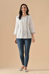 Sabhyata Ladies Western Kurti 1Pcs 254Bsk1450A White