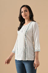 Sabhyata Ladies Western Kurti 1Pcs 254Bsk1450A White