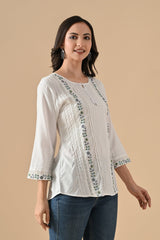 Sabhyata Ladies Western Kurti 1Pcs 254Bsk1450A White