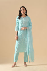 Sabhyata Ladies Western Kurti 3Pcs Set 255Ad506 Blue