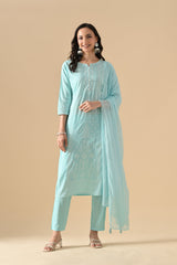 Sabhyata Ladies Western Kurti 3Pcs Set 255Ad506 Blue