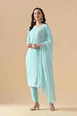 Sabhyata Ladies Western Kurti 3Pcs Set 255Ad506 Blue