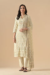 Sabhyata Ladies Western Kurti 3Pcs Set 255Ad545 Cream