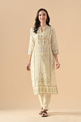 Sabhyata Ladies Western Kurti 3Pcs Set 255Ad545 Cream
