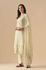 Sabhyata Ladies Western Kurti 3Pcs Set 255Ad545 Cream