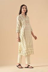 Sabhyata Ladies Western Kurti 3Pcs Set 255Ad545 Cream