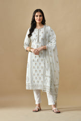 Sabhyata Ladies Western Kurti 3Pcs Set 256Ad528 B Cream