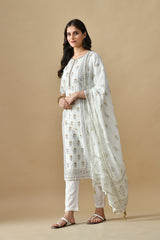 Sabhyata Ladies Western Kurti 3Pcs Set 256Ad528 B Cream