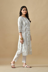 Sabhyata Ladies Western Kurti 3Pcs Set 256Ad528 B Cream