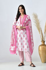 Sabhyata Ladies Western Kurti 3Pcs Set 256Sep2529 Cream