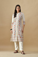 Sabhyata Ladies Western Kurti 3Pcs Set 257Ad558 Cream