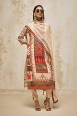 Sabhyata Ladies Western Kurti 3Pcs Set 257Alt2504 Beige