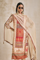 Sabhyata Ladies Western Kurti 3Pcs Set 257Alt2504 Beige