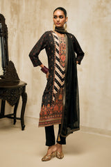 Sabhyata Ladies Western Kurti 3Pcs Set 257Alt2507 Black