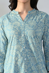 Green Sabhyata ladies Western kurti, part of a 3-piece set, featuring stylish design and comfortable fabric for women.