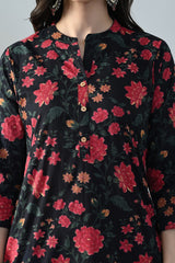 Black Sabhyata ladies western kurti from the 3pcs set, showcasing elegant design and fabric details.