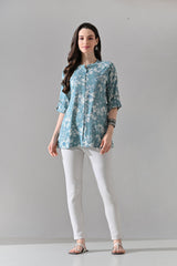 Green Printed Straight Top