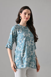 Green Printed Straight Top