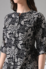 Black Printed Straight Top